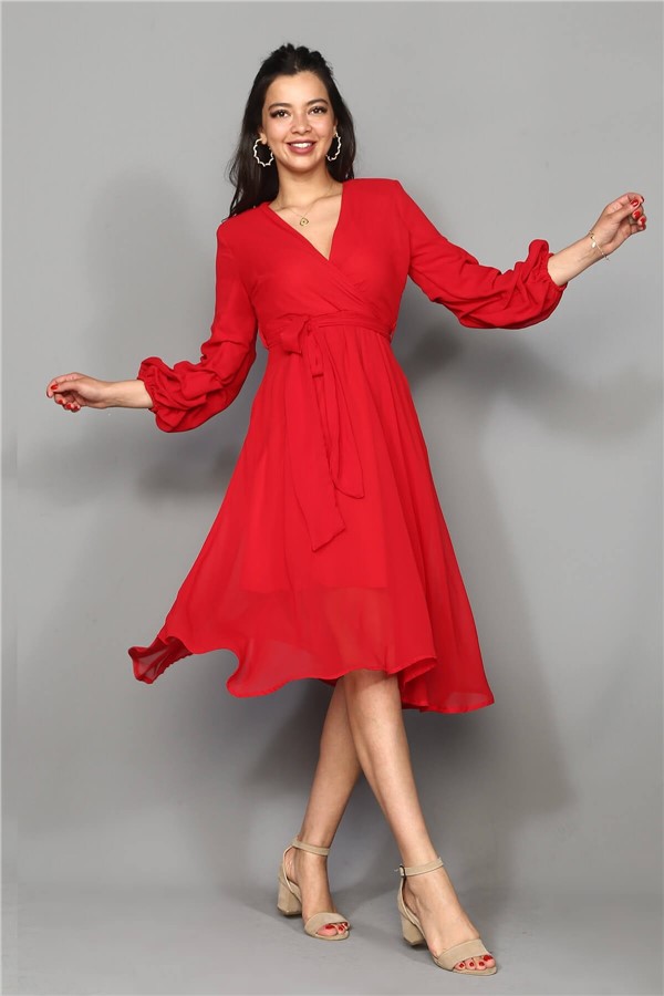 Red Chiffon Dress